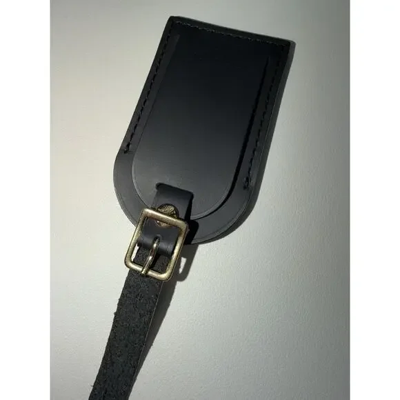 Louis Vuitton Leather Name Tag w/ C Y Initials Goldtone Black Large